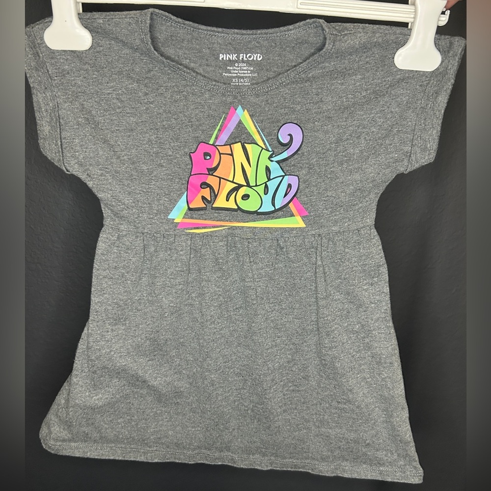 Pink Floyd Gray Kids Casual Dress with Colorful Logo